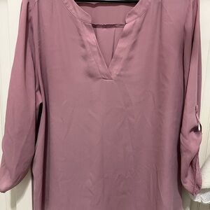 Chaus Mauve V-Neck Blouse